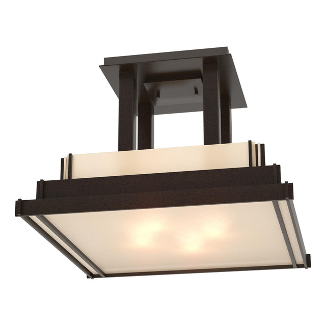 Hubbardton Forge 2004 Oil Rubbed Bronze Ivory Art Glass (CC) Steppe Large Semi-Flush