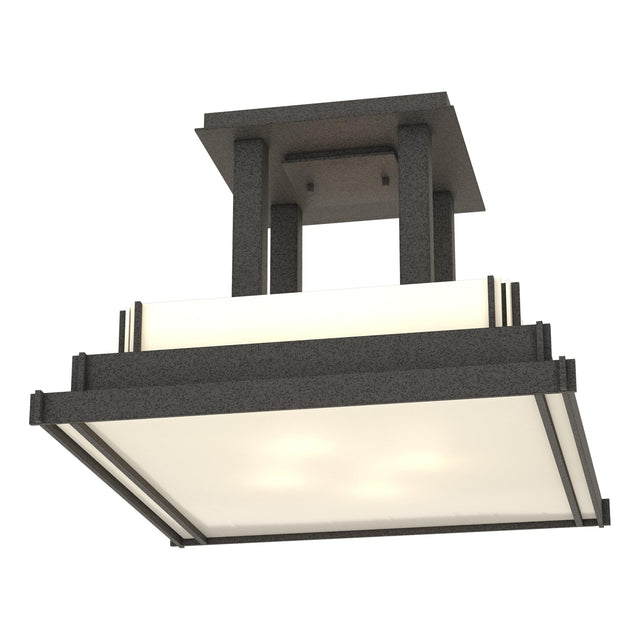 Hubbardton Forge 2004 Natural Iron White Art Glass (BB) Steppe Large Semi-Flush