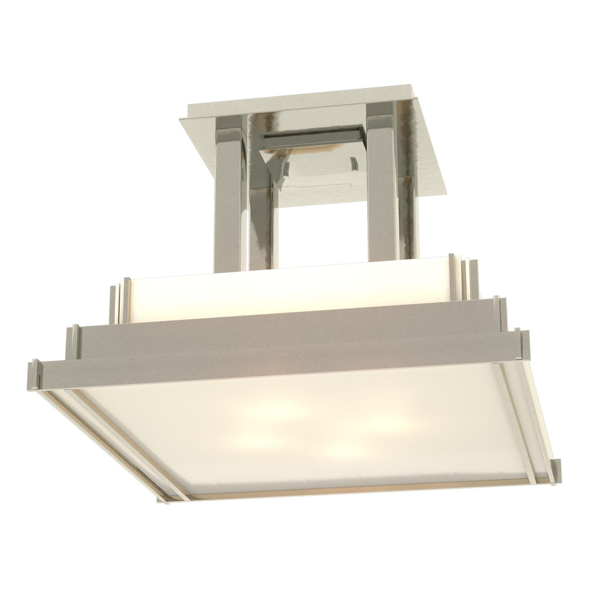 Hubbardton Forge 2004 Modern Brass White Art Glass (BB) Steppe Large Semi-Flush
