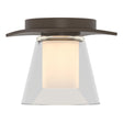 Hubbardton Forge 2010 Bronze Clear Glass with Opal Diffuser (ZU) Wren Flush Mount