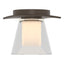 Hubbardton Forge 2010 Bronze Clear Glass with Opal Diffuser (ZU) Wren Flush Mount