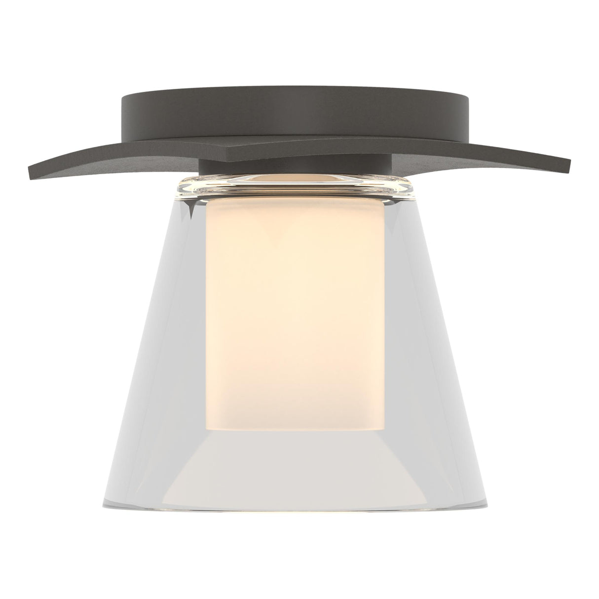 Hubbardton Forge 2010 Dark Smoke Clear Glass with Opal Diffuser (ZU) Wren Flush Mount