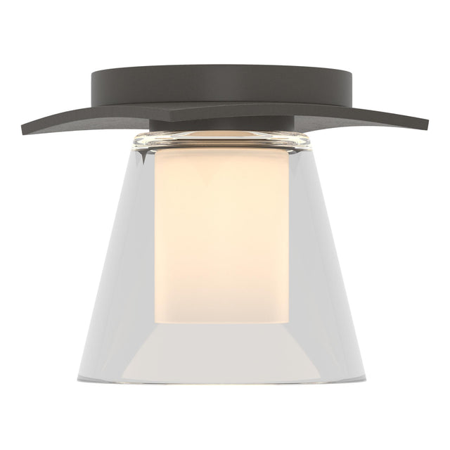 Hubbardton Forge 2010 Dark Smoke Clear Glass with Opal Diffuser (ZU) Wren Flush Mount