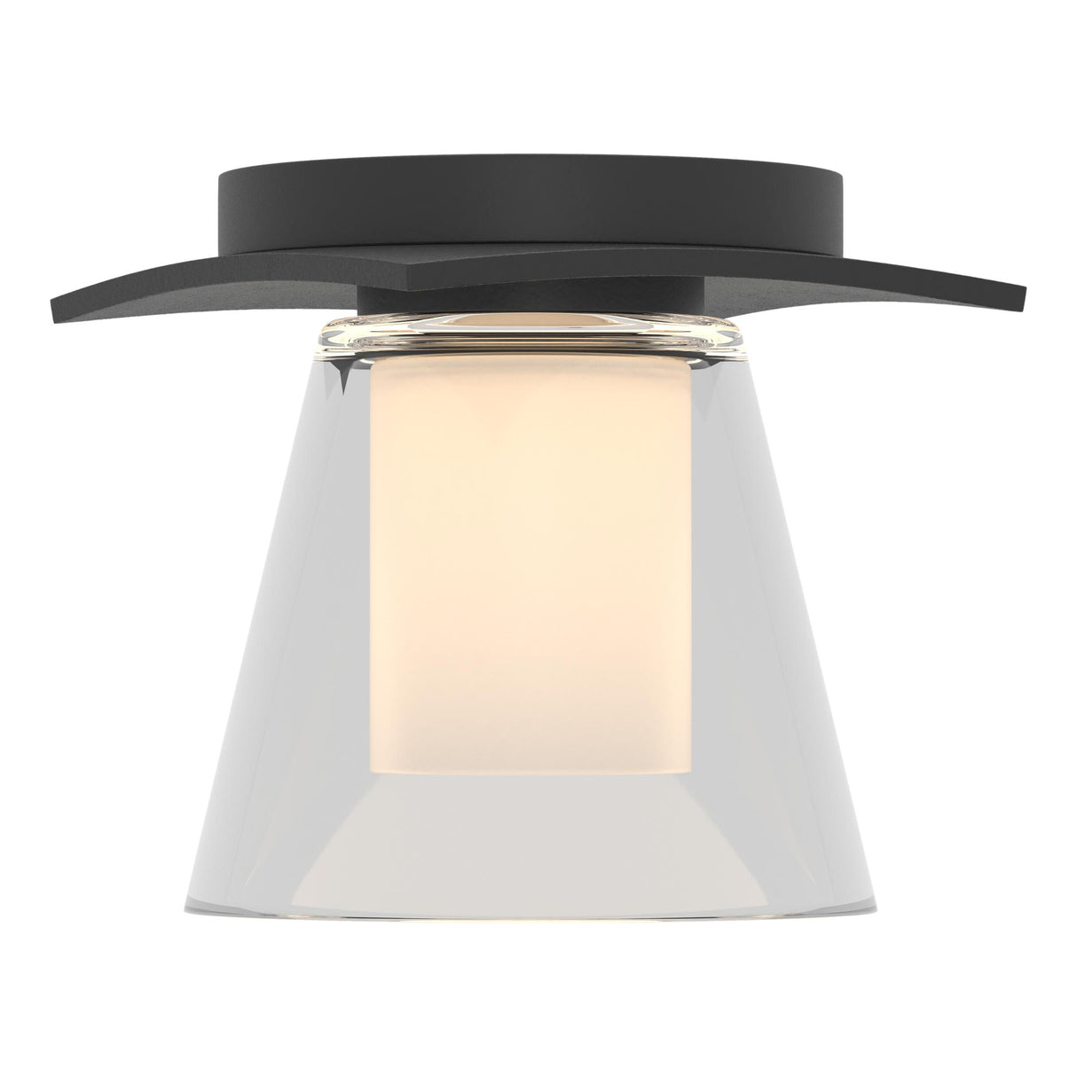 Hubbardton Forge 2010 Black Clear Glass with Opal Diffuser (ZU) Wren Flush Mount