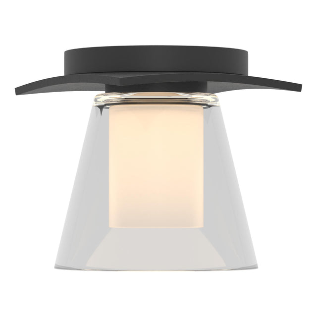Hubbardton Forge 2010 Black Clear Glass with Opal Diffuser (ZU) Wren Flush Mount