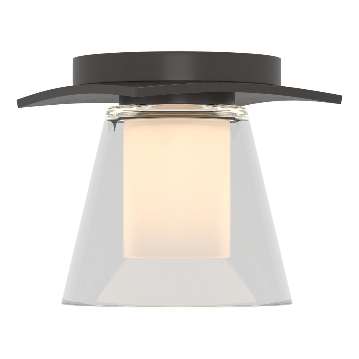 Hubbardton Forge 2010 Oil Rubbed Bronze Clear Glass with Opal Diffuser (ZU) Wren Flush Mount