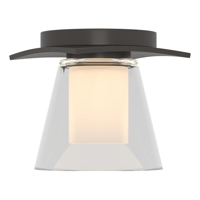 Hubbardton Forge 2010 Oil Rubbed Bronze Clear Glass with Opal Diffuser (ZU) Wren Flush Mount