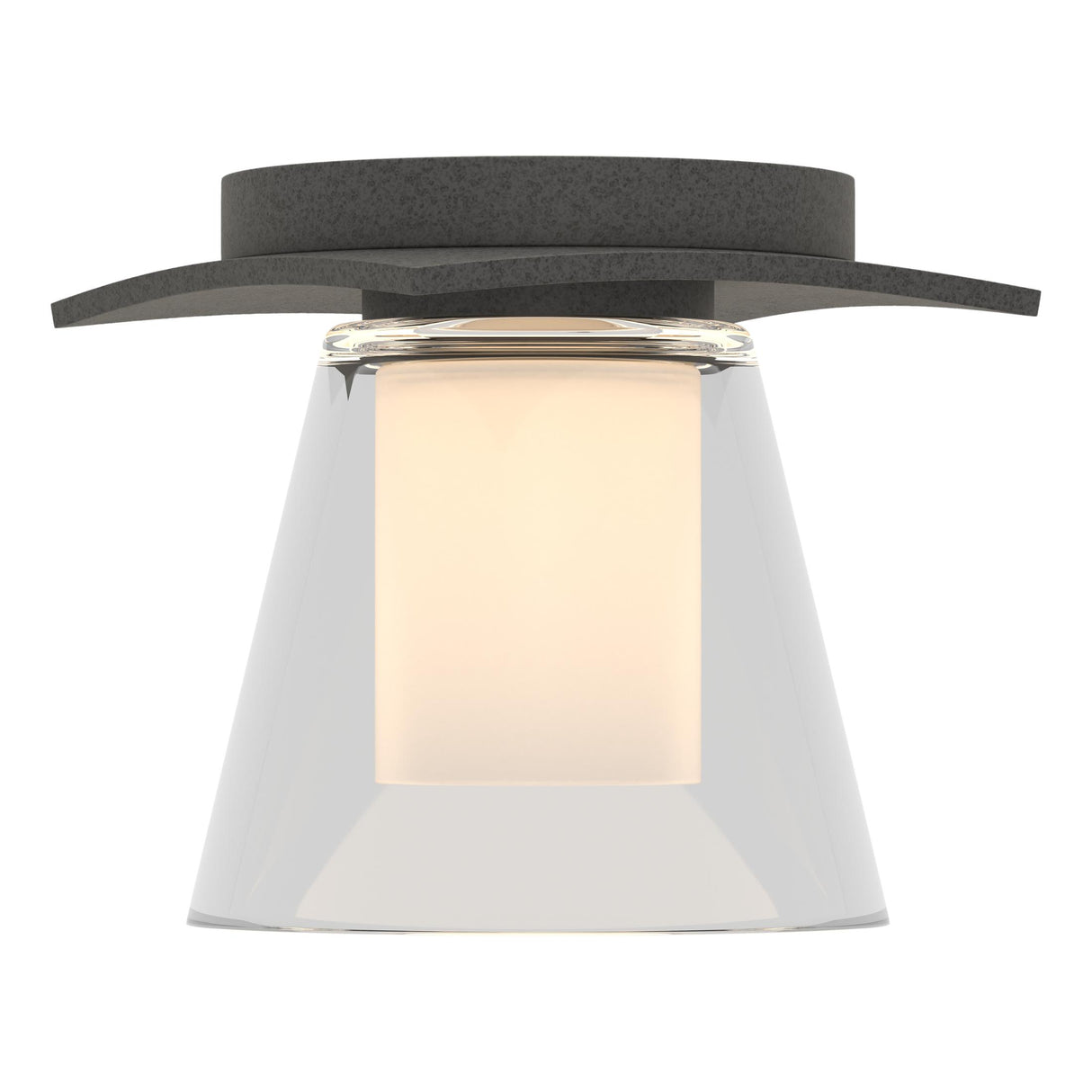 Hubbardton Forge 2010 Natural Iron Clear Glass with Opal Diffuser (ZU) Wren Flush Mount