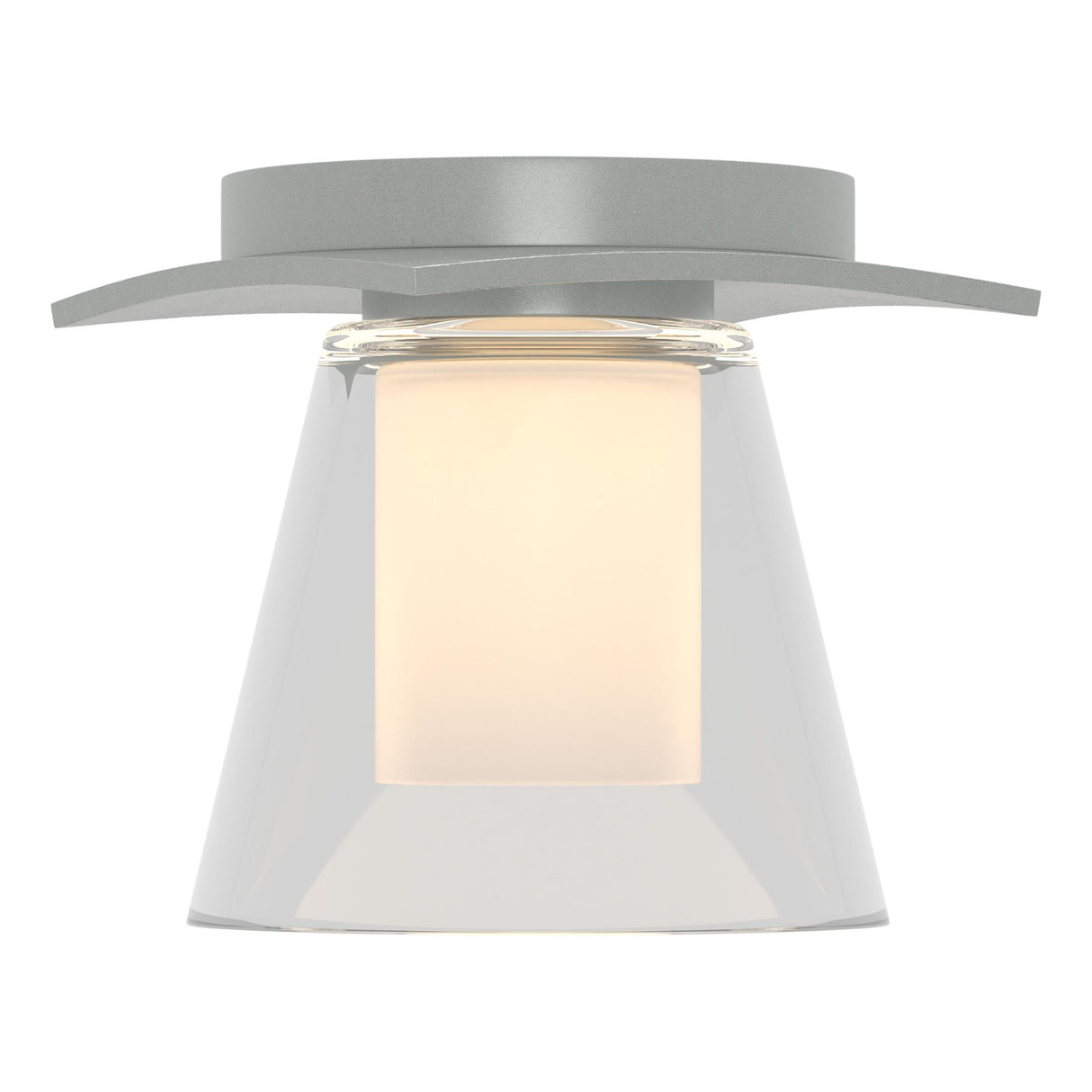 Hubbardton Forge 2010 Vintage Platinum Clear Glass with Opal Diffuser (ZU) Wren Flush Mount