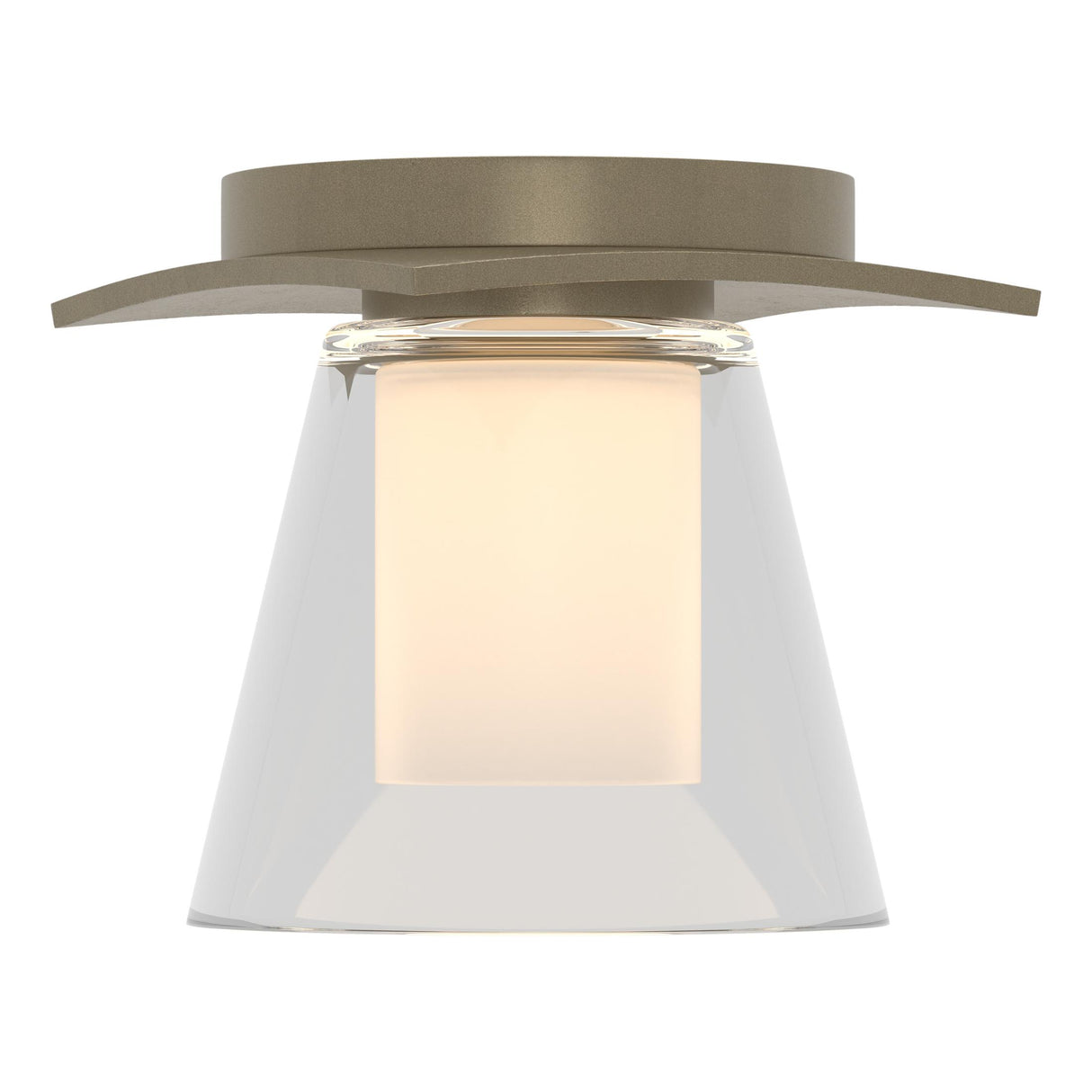 Hubbardton Forge 2010 Soft Gold Clear Glass with Opal Diffuser (ZU) Wren Flush Mount
