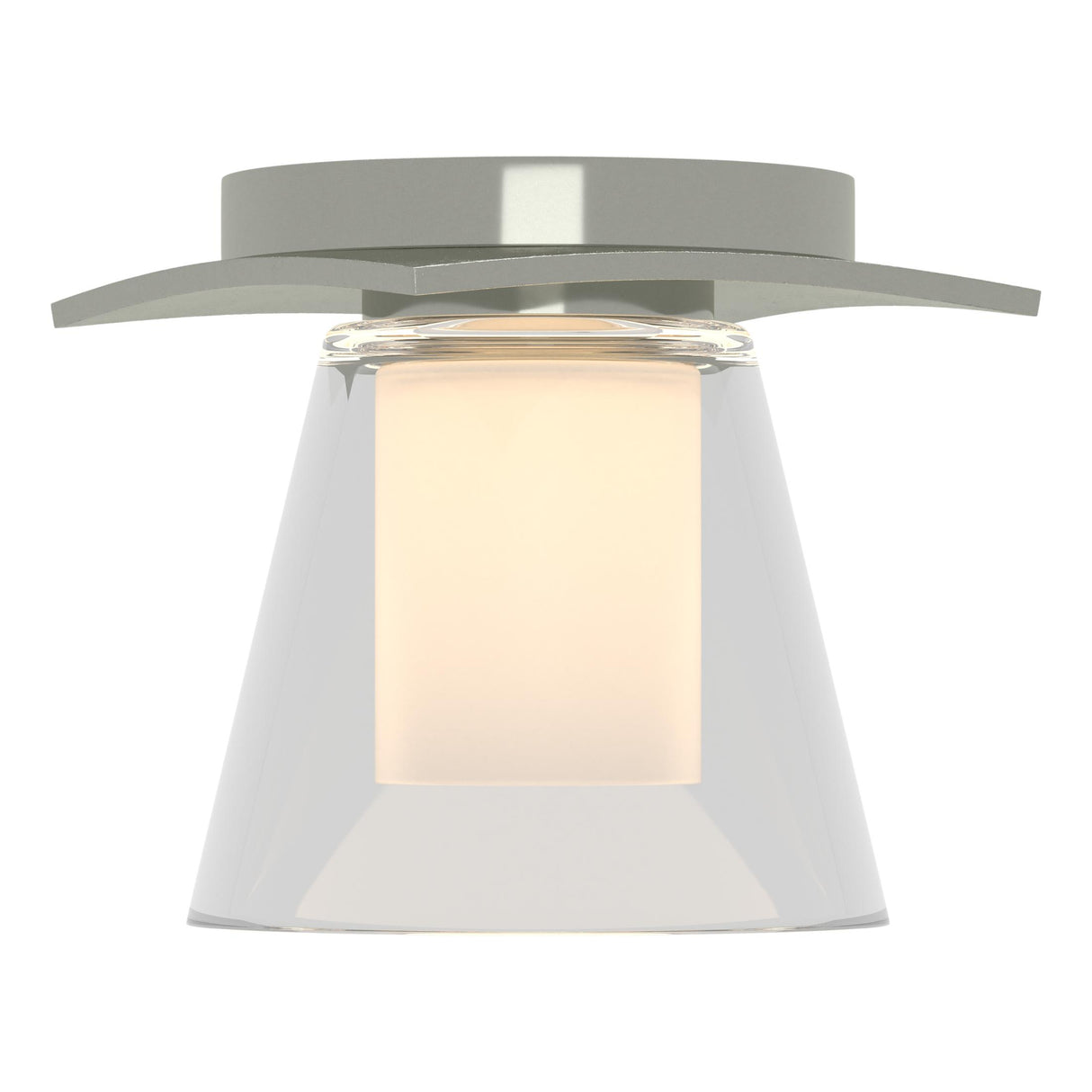 Hubbardton Forge 2010 Sterling Clear Glass with Opal Diffuser (ZU) Wren Flush Mount