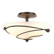 Hubbardton Forge 2000 Bronze Opal Glass (GG) Forged Leaves Semi-Flush