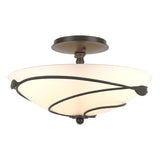 Hubbardton Forge 2000 Dark Smoke Opal Glass (GG) Forged Leaves Semi-Flush