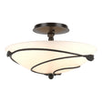 Hubbardton Forge 2000 Oil Rubbed Bronze Opal Glass (GG) Forged Leaves Semi-Flush