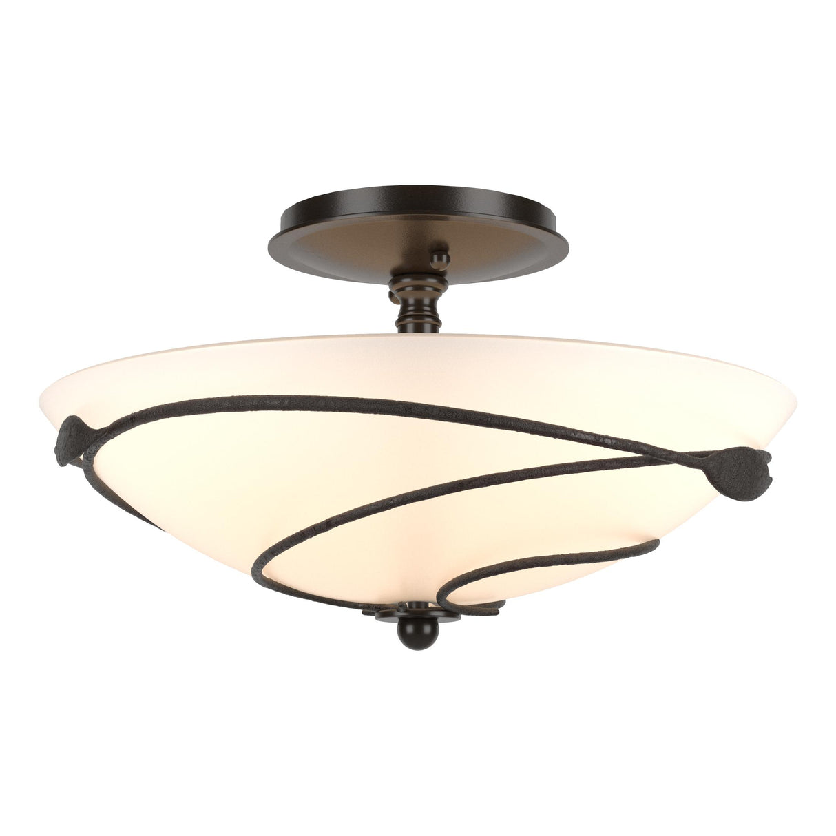 Hubbardton Forge 2000 Oil Rubbed Bronze Opal Glass (GG) Forged Leaves Semi-Flush