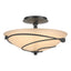 Hubbardton Forge 2000 Black Sand Glass (SS) Forged Leaves Semi-Flush