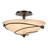 Hubbardton Forge 2000 Oil Rubbed Bronze Sand Glass (SS) Forged Leaves Semi-Flush