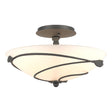 Hubbardton Forge 2000 Natural Iron Opal Glass (GG) Forged Leaves Semi-Flush