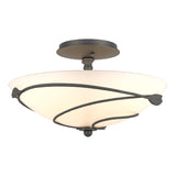 Hubbardton Forge 2000 Natural Iron Opal Glass (GG) Forged Leaves Semi-Flush