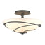 Hubbardton Forge 2000 Natural Iron Opal Glass (GG) Forged Leaves Semi-Flush