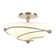 Hubbardton Forge 2000 Vintage Platinum Opal Glass (GG) Forged Leaves Semi-Flush