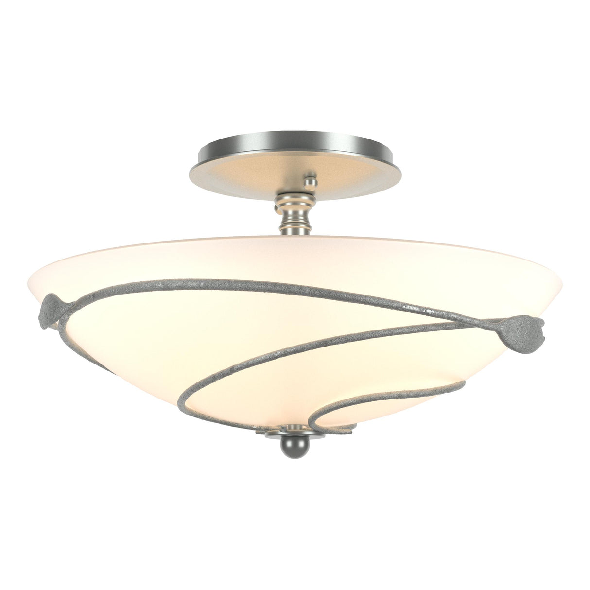 Hubbardton Forge 2000 Vintage Platinum Opal Glass (GG) Forged Leaves Semi-Flush