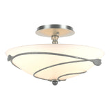 Hubbardton Forge 2000 Vintage Platinum Opal Glass (GG) Forged Leaves Semi-Flush