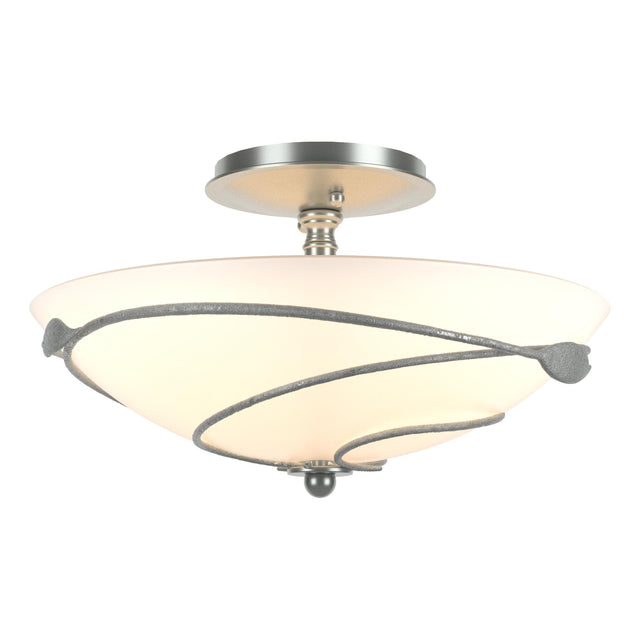 Hubbardton Forge 2000 Vintage Platinum Opal Glass (GG) Forged Leaves Semi-Flush