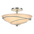 Hubbardton Forge 2000 Vintage Platinum Sand Glass (SS) Forged Leaves Semi-Flush