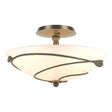 Hubbardton Forge 2000 Soft Gold Opal Glass (GG) Forged Leaves Semi-Flush