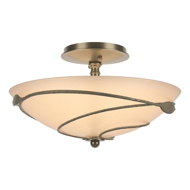 Hubbardton Forge 2000 Soft Gold Sand Glass (SS) Forged Leaves Semi-Flush