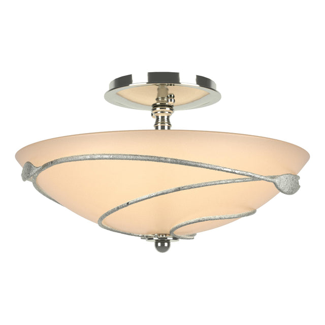 Hubbardton Forge 2000 Sterling Sand Glass (SS) Forged Leaves Semi-Flush