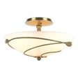Hubbardton Forge 2000 Modern Brass Opal Glass (GG) Forged Leaves Semi-Flush