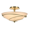 Hubbardton Forge 2000 Modern Brass Sand Glass (SS) Forged Leaves Semi-Flush