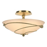 Hubbardton Forge 2000 Modern Brass Sand Glass (SS) Forged Leaves Semi-Flush
