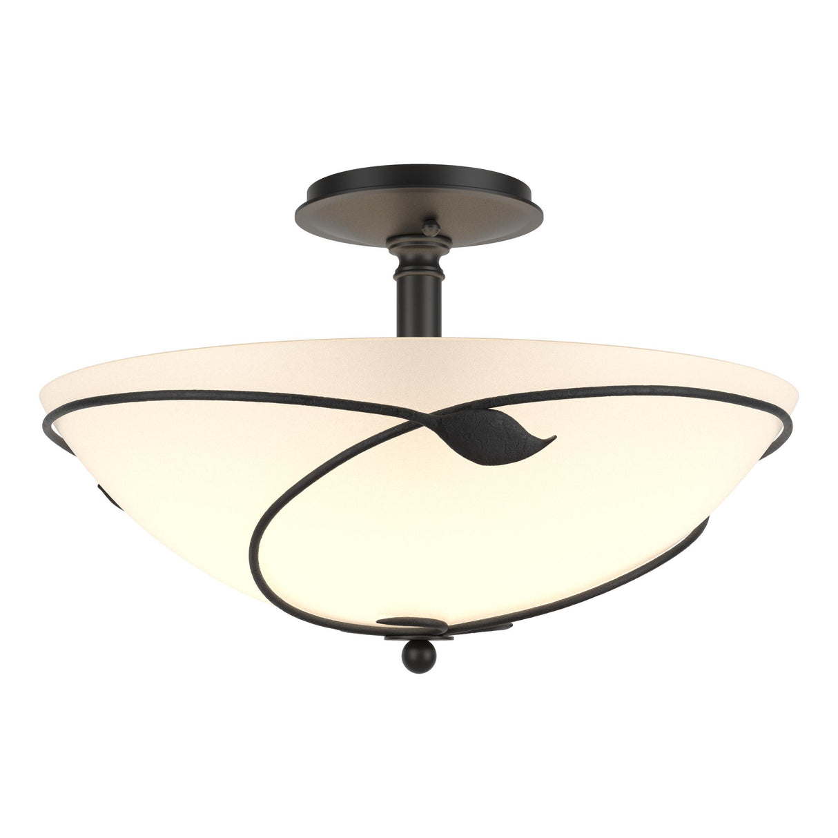 Hubbardton Forge 2000 Black Opal Glass (GG) Forged Leaves Large Semi-Flush