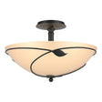 Hubbardton Forge 2000 Black Sand Glass (SS) Forged Leaves Large Semi-Flush