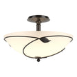 Hubbardton Forge 2000 Oil Rubbed Bronze Opal Glass (GG) Forged Leaves Large Semi-Flush