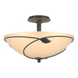 Hubbardton Forge 2000 Natural Iron Sand Glass (SS) Forged Leaves Large Semi-Flush