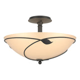 Hubbardton Forge 2000 Natural Iron Sand Glass (SS) Forged Leaves Large Semi-Flush