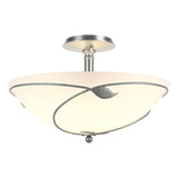 Hubbardton Forge 2000 Vintage Platinum Opal Glass (GG) Forged Leaves Large Semi-Flush