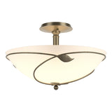 Hubbardton Forge 2000 Soft Gold Opal Glass (GG) Forged Leaves Large Semi-Flush