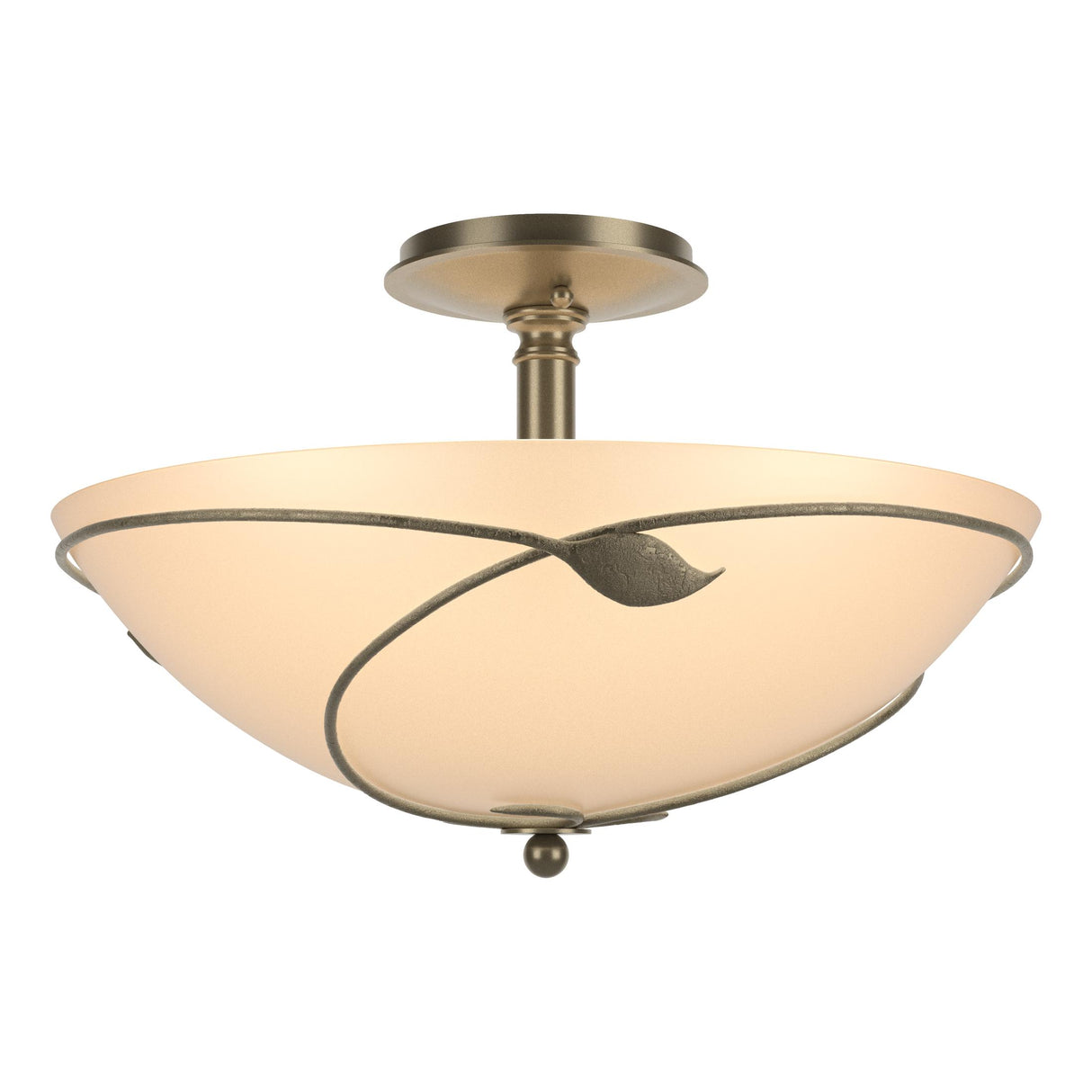 Hubbardton Forge 2000 Soft Gold Sand Glass (SS) Forged Leaves Large Semi-Flush
