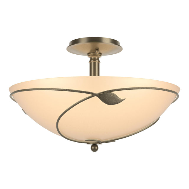 Hubbardton Forge 2000 Soft Gold Sand Glass (SS) Forged Leaves Large Semi-Flush