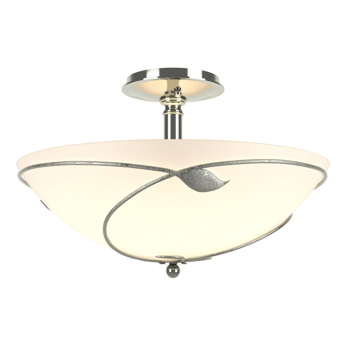 Hubbardton Forge 2000 Sterling Opal Glass (GG) Forged Leaves Large Semi-Flush