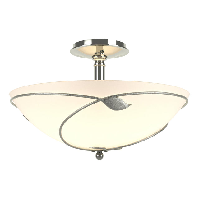 Hubbardton Forge 2000 Sterling Opal Glass (GG) Forged Leaves Large Semi-Flush