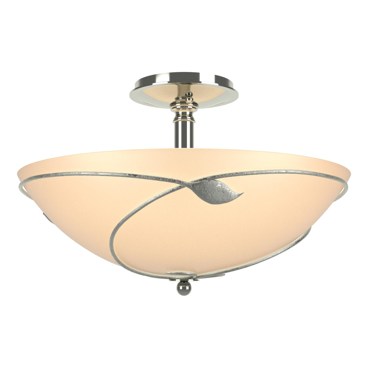 Hubbardton Forge 2000 Sterling Sand Glass (SS) Forged Leaves Large Semi-Flush
