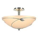 Hubbardton Forge 2000 Sterling Sand Glass (SS) Forged Leaves Large Semi-Flush