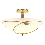 Hubbardton Forge 2000 Modern Brass Opal Glass (GG) Forged Leaves Large Semi-Flush