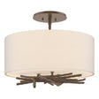 Hubbardton Forge 2012 Bronze Flax Shade (SE) Brindille Semi-Flush